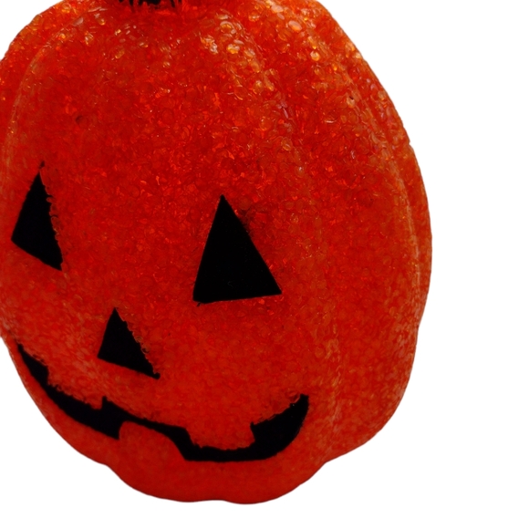 Vintage melted plastic 9.5" pumpkin or jack-o'-lantern. Halloween!Missing cord. - Picture 6 of 7